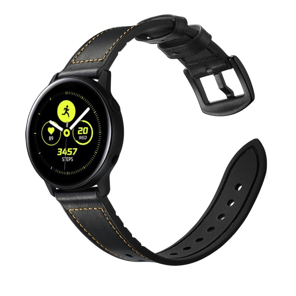 Fed Garmin Vivoactive 3 / Garmin Vivomove HR Ægte læder Rem - Sort#serie_1