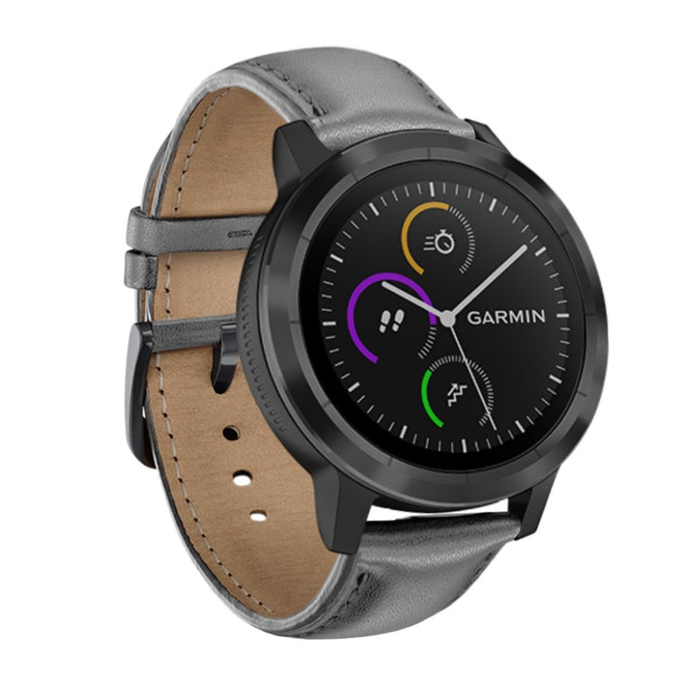 Fed Garmin Vivoactive 3 / Garmin Vivomove HR Ægte læder Rem - Sølv#serie_2