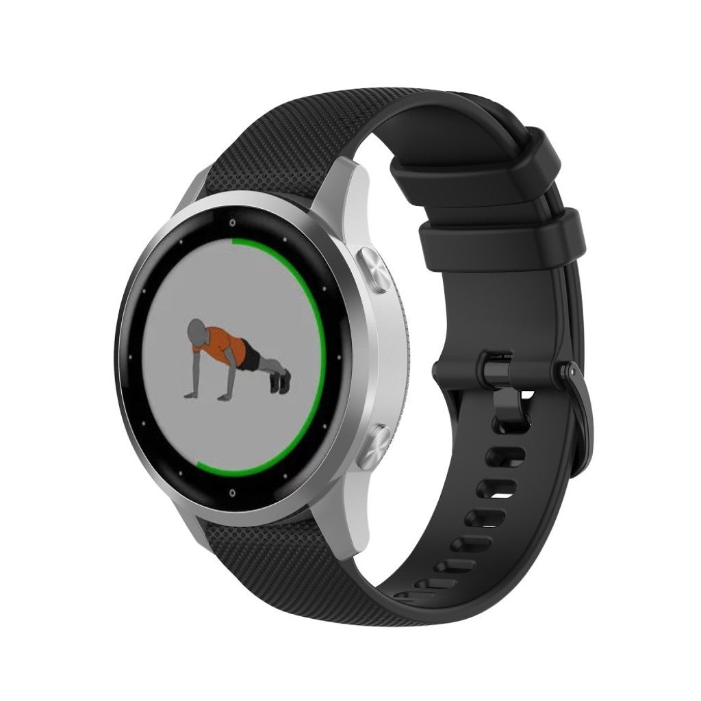 Fed Garmin Vivomove 3S / Garmin Vivoactive 4S Silikone Rem - Sort#serie_1