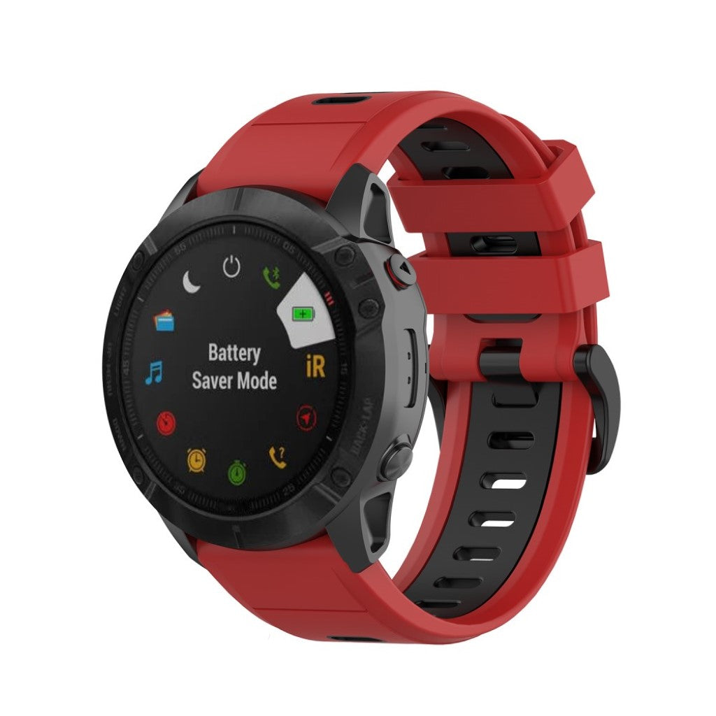 Super fint Garmin Fenix 6X Silikone Rem - Rød#serie_3