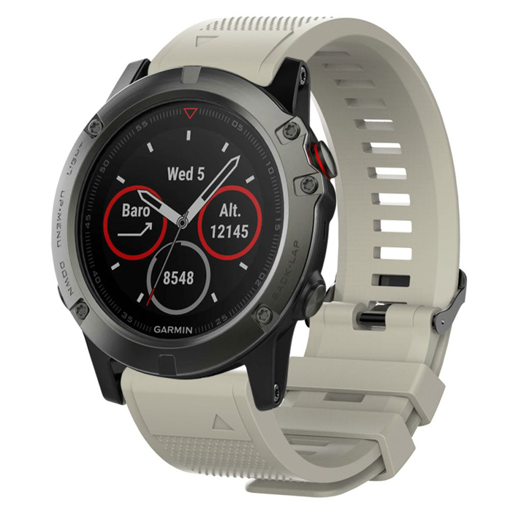 Super slidstærk Garmin Fenix 5S Silikone Rem - Sølv#serie_6