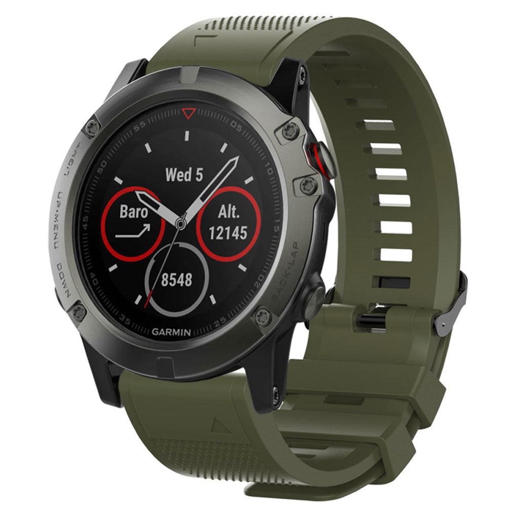 Super slidstærk Garmin Fenix 5S Silikone Rem - Grøn#serie_8