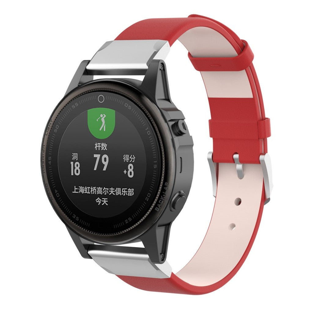 Yndigt Garmin Fenix 5S Ægte læder Rem - Rød#serie_3