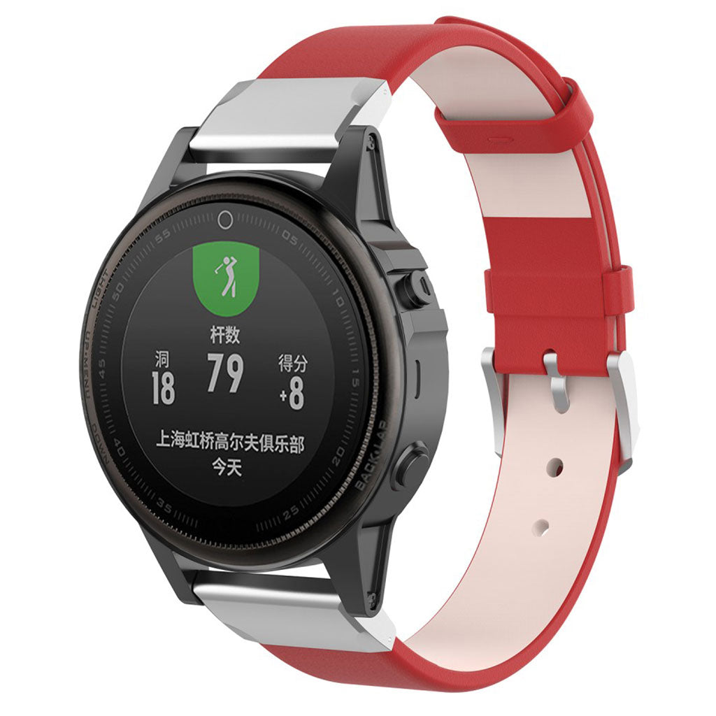 Yndigt Garmin Fenix 5S Ægte læder Rem - Rød#serie_3