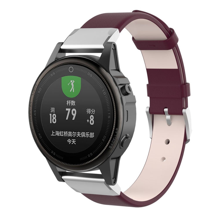 Yndigt Garmin Fenix 5S Ægte læder Rem - Rød#serie_5