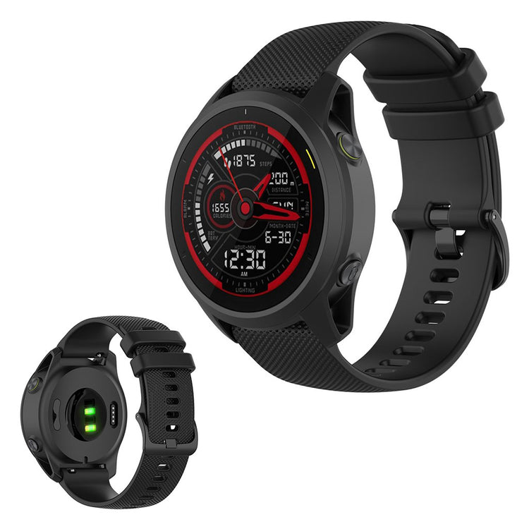 Mega hårdfør Garmin Forerunner 745 Silikone Rem - Sort#serie_1