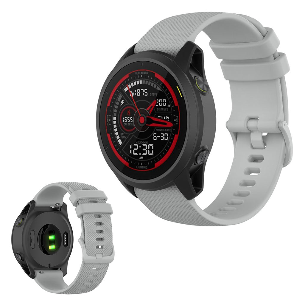 Mega hårdfør Garmin Forerunner 745 Silikone Rem - Sølv#serie_3