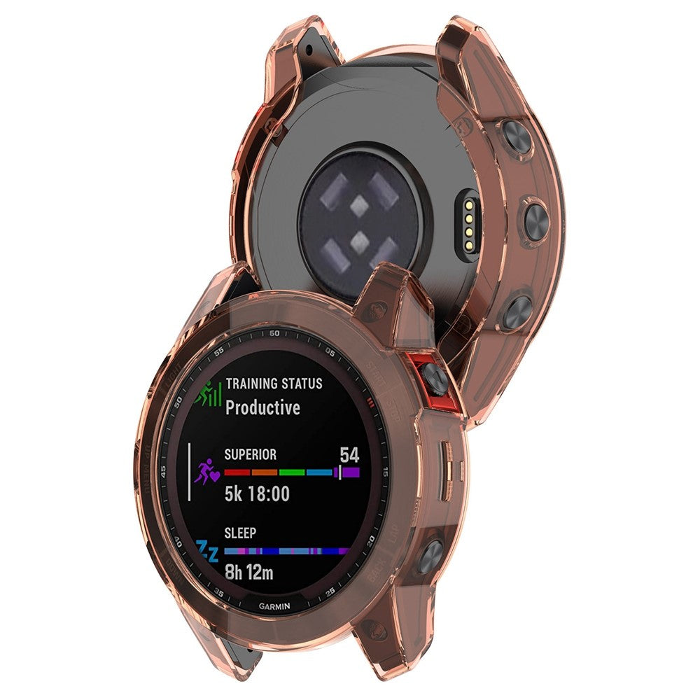 Garmin Fenix 7S Gennemsigtig Silikone Bumper  - Orange#serie_1