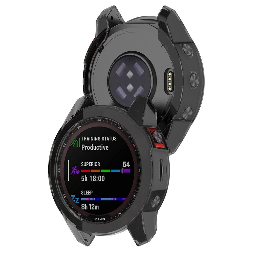 Garmin Fenix 7S Gennemsigtig Silikone Bumper  - Sort#serie_2