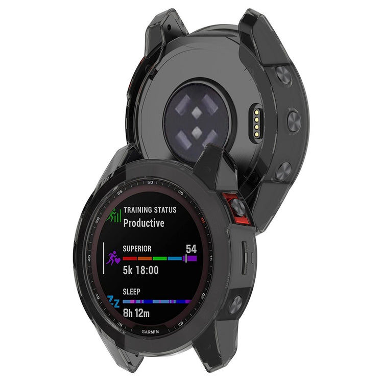 Garmin Fenix 7S Gennemsigtig Silikone Bumper  - Sort#serie_2