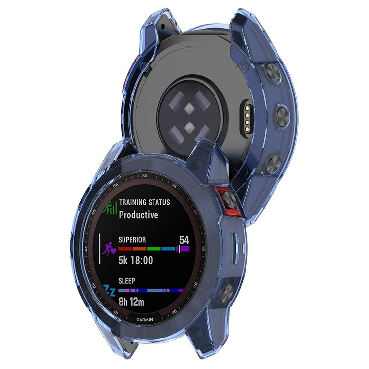 Garmin Fenix 7S Gennemsigtig Silikone Bumper  - Blå#serie_3