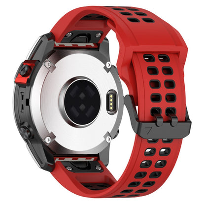 Garmin Enduro 2 / Tactix 7 / Fenix 7 dual color silicone watch strap - Red / Black#serie_10