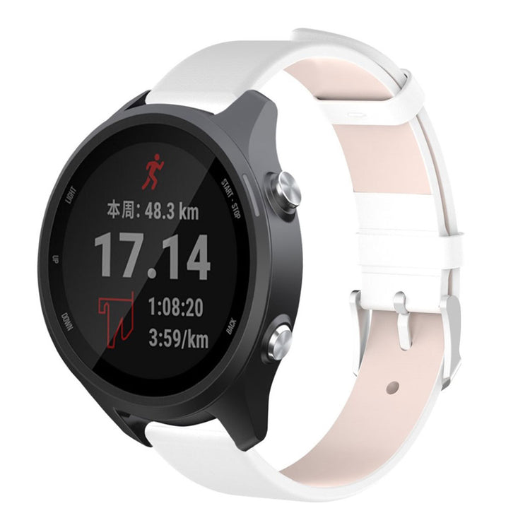 Fed Garmin Forerunner 245 Ægte læder Rem - Hvid#serie_2