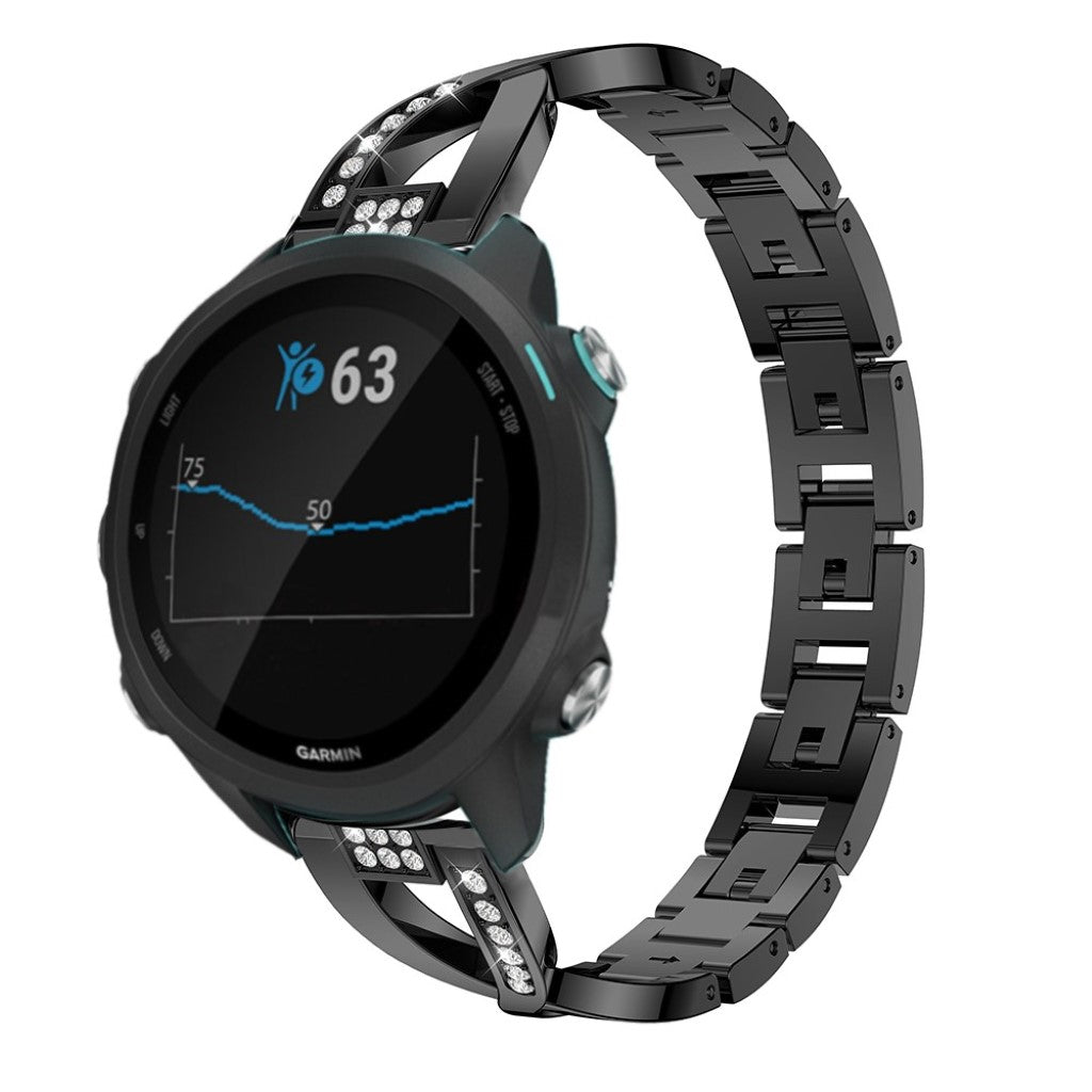 Tidsløst Garmin Forerunner 245 Metal og Rhinsten Rem - Sort#serie_1