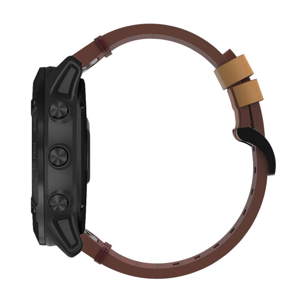 Super nydelig Garmin Fenix 6X Ægte læder Rem - Brun#serie_6