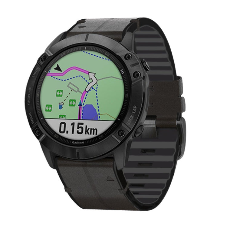 Rigtigt godt Universal Garmin Ægte læder og Silikone Rem - Sort#serie_3