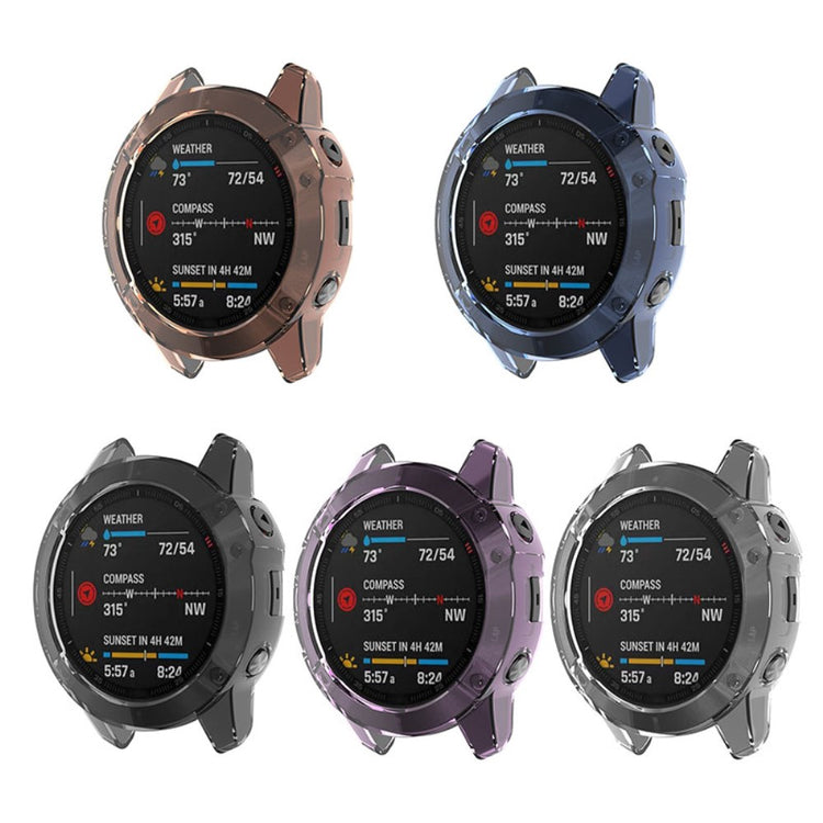 Garmin Fenix 6 / Garmin Fenix 6 Pro Gennemsigtig Silikone Bumper  - Lilla#serie_1