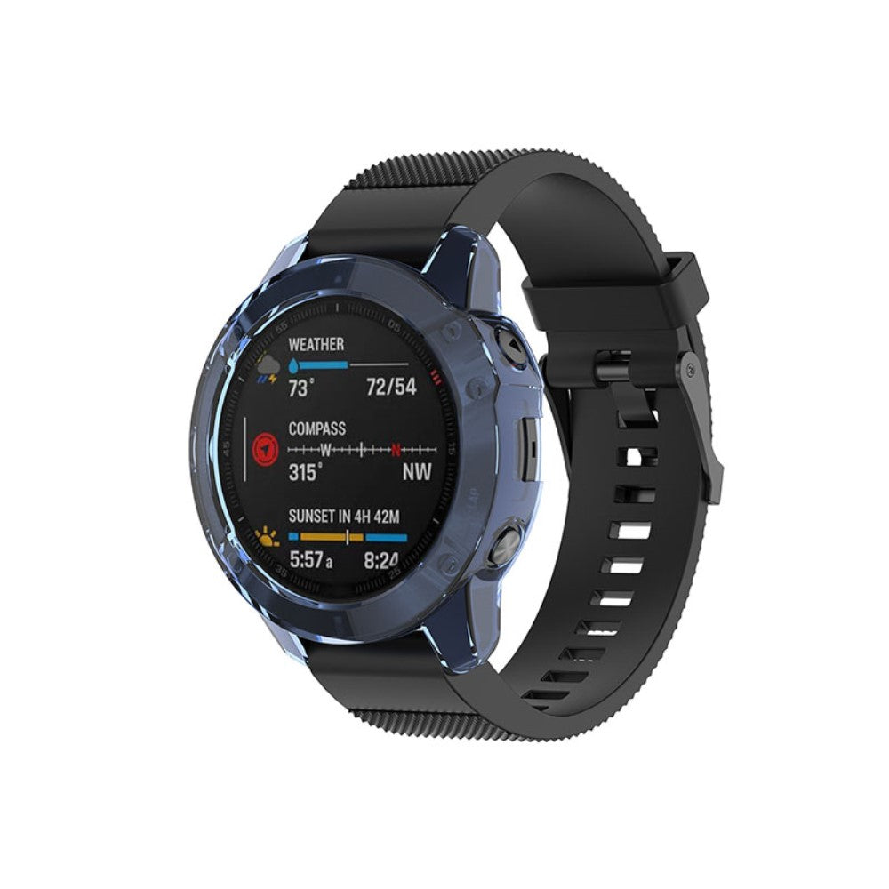 Garmin Fenix 6 / Garmin Fenix 6 Pro Gennemsigtig Silikone Bumper  - Blå#serie_2